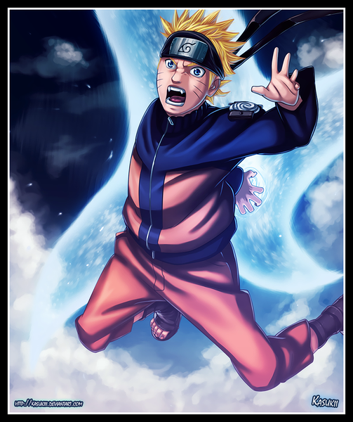 Anime picture 923x1100 with naruto studio pierrot naruto (series) uzumaki naruto kasukiii single tall image short hair open mouth blue eyes blonde hair cloud (clouds) night night sky coloring magic facial mark framed whisker markings angry