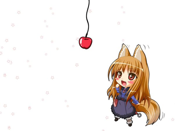 Anime picture 1600x1200 with spice and wolf horo white background chibi apple
