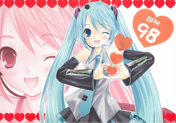 Anime picture 2458x1732 with vocaloid hatsune miku highres heart hands girl tagme