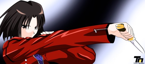 Anime picture 3600x1590 with kara no kyoukai type-moon ryougi shiki highres wide image girl