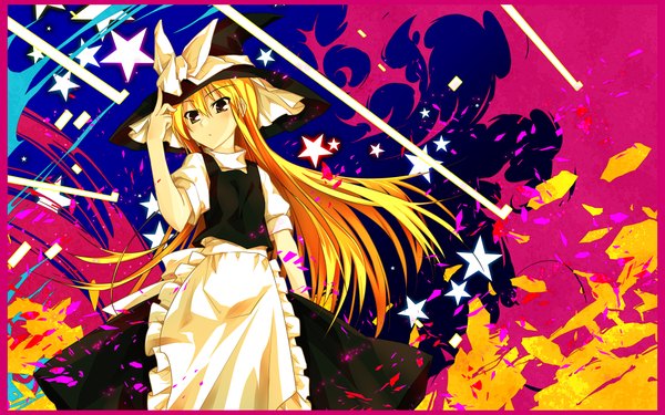 Anime picture 1920x1200 with touhou kirisame marisa sazanami mio long hair highres blonde hair wide image yellow eyes girl hat witch hat