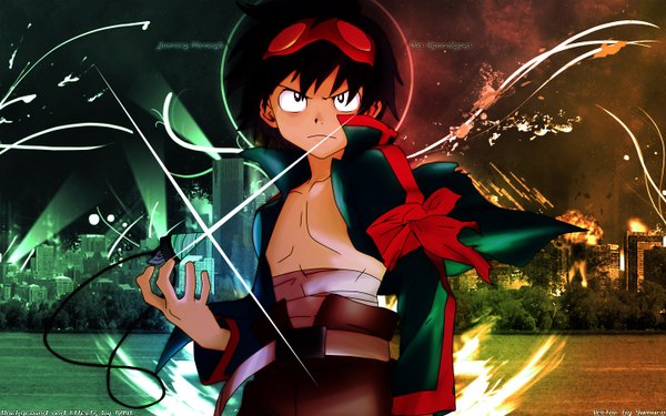 Anime picture 1440x900 with tengen toppa gurren lagann gainax simon wide image city