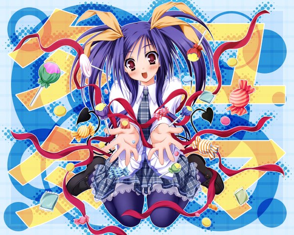 Anime picture 1280x1024 with tayutama lump of sugar kawai ameri moekibara fumitake ribbon (ribbons) serafuku candy