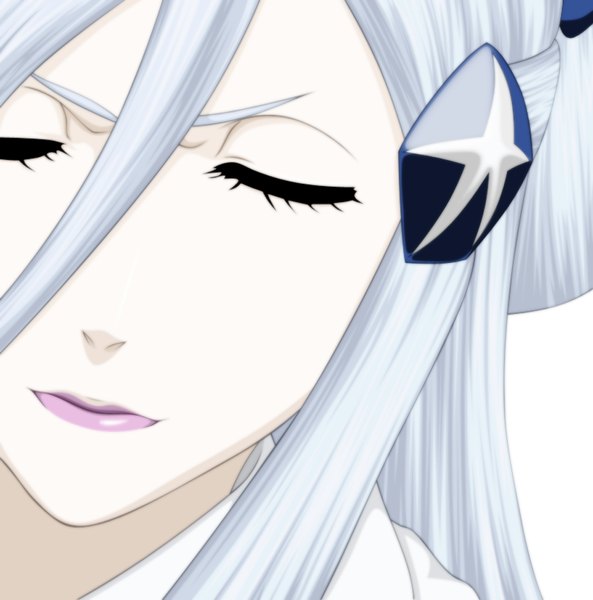 Anime picture 1024x1037 with bleach studio pierrot sode no shirayuki tiapolonia single long hair tall image white background silver hair eyes closed light smile lips coloring close-up face girl