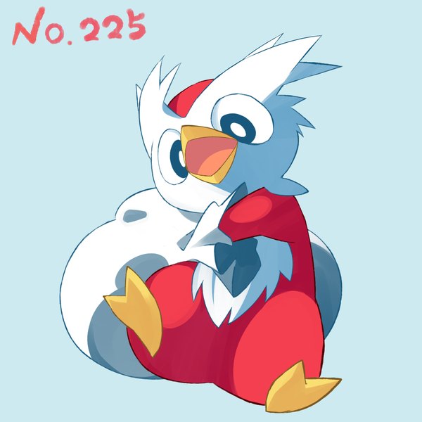 Anime picture 2000x2000 with pokemon nintendo delibird mikan (mkn 0710) single highres simple background standing blue background no people gen 2 pokemon pokemon number animal