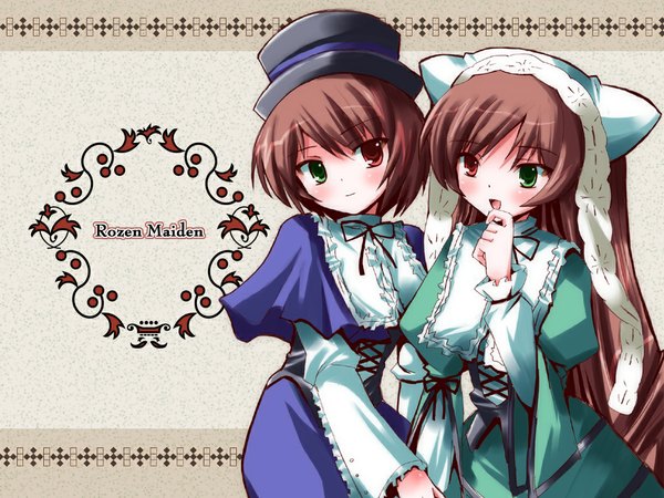 Anime picture 1024x768 with rozen maiden suiseiseki souseiseki heterochromia doll (dolls)