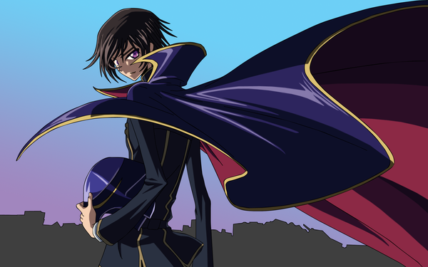 Anime picture 1920x1200 with code geass sunrise (studio) lelouch lamperouge zero (code geass) highres wide image cape