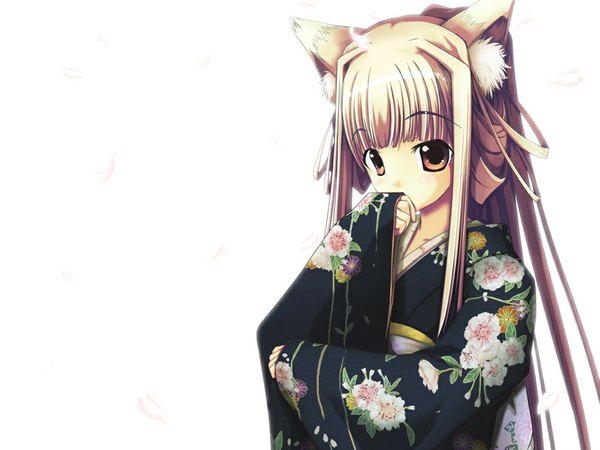 Anime picture 1024x768 with original animal ears japanese clothes new year dog ears