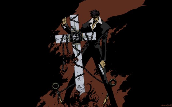 Anime picture 1920x1200 with trigun nicholas d. wolfwood highres wide image pistol