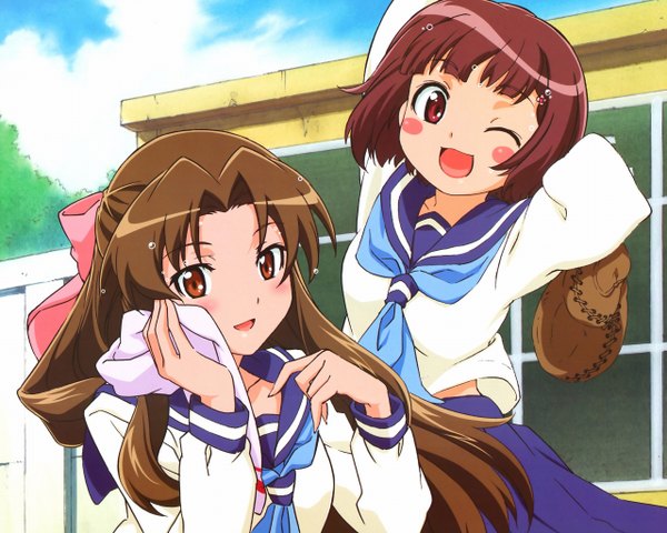 Anime picture 2560x2048 with taishou yakyuu musume suzukawa koume ogasawara akiko highres serafuku