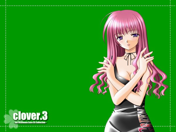 Anime picture 1600x1200 with nishimata aoi green background clover (plant)