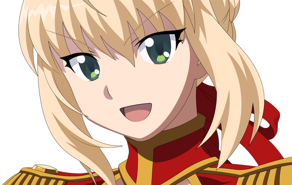 Anime picture 4098x2601 with fate (series) fate/stay night fate/extra studio deen type-moon nero claudius (fate) (all) nero claudius (fate) single highres short hair open mouth blonde hair green eyes transparent background vector girl epaulettes