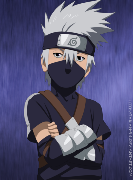 Anime picture 1542x2083 with naruto studio pierrot naruto (series) hatake kakashi fabiansm single tall image short hair grey hair black eyes coloring crossed arms boy mask bandana