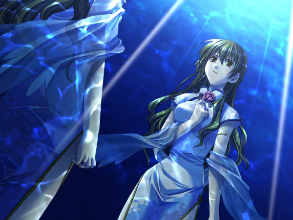 Anime picture 1280x960 with ever 17 akanegasaki sora blue background water tagme