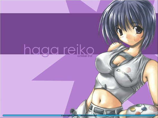 Anime picture 1024x768 with comic party os-tan haga reiko cosplay purple background console dreamcast tagme