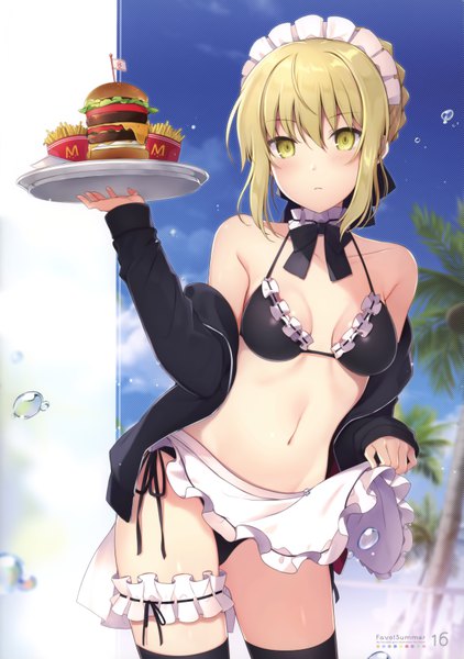 Anime picture 4910x6984 with fate (series) fate/grand order artoria pendragon (all) artoria pendragon (alter swimsuit rider) (fate) 6u (eternal land) single tall image looking at viewer blush fringe highres short hair breasts light erotic blonde hair hair between eyes standing yellow eyes payot absurdres