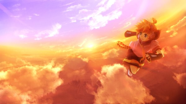 Anime picture 3200x1800 with vocaloid kagamine len hirobakar highres wide image sky scenic