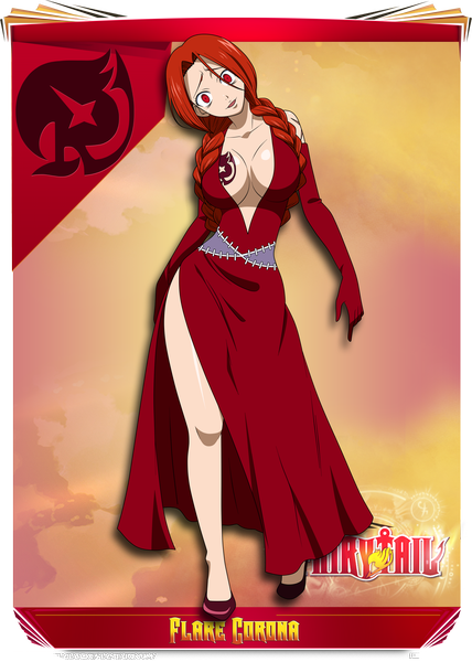 Anime picture 2500x3500 with fairy tail flare corona shinoharaa (artist) single long hair tall image highres breasts open mouth light erotic red eyes red hair braid (braids) inscription tattoo twin braids coloring vector girl dress