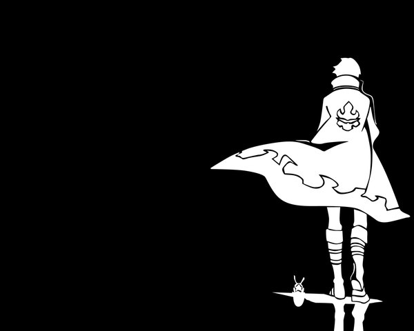 Anime picture 1280x1024 with tengen toppa gurren lagann gainax simon boota black background monochrome vector trench coat