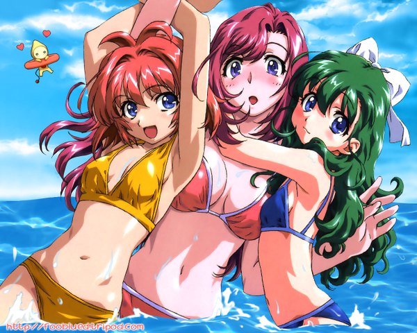 Anime picture 1280x1024 with onegai twins light erotic swimsuit tagme