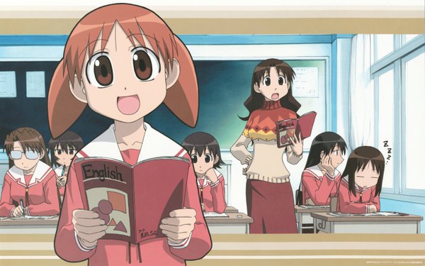 Anime picture 1440x900 with azumanga daioh j.c. staff kasuga ayumu mihama chiyo takino tomo sakaki kagura (azumanga) mizuhara koyomi tanizaki yukari wide image girl