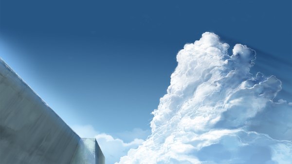 Anime picture 1600x899 with original andyanim wide image sky cloud (clouds) wall