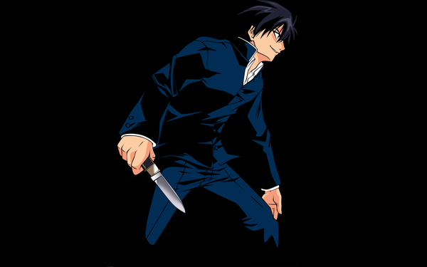 Anime picture 1920x1200 with shingetsutan tsukihime type-moon tohno shiki highres wide image black background knife