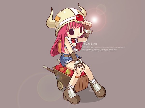 Anime picture 1024x768 with ragnarok online pink hair blacksmith shorts tagme
