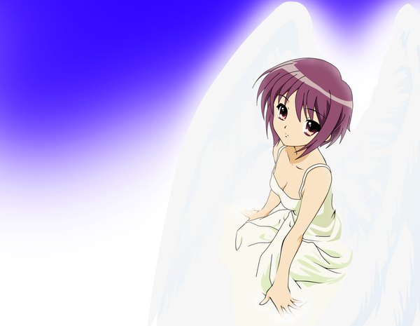 Anime picture 2000x1552 with suzumiya haruhi no yuutsu kyoto animation nagato yuki highres girl wings