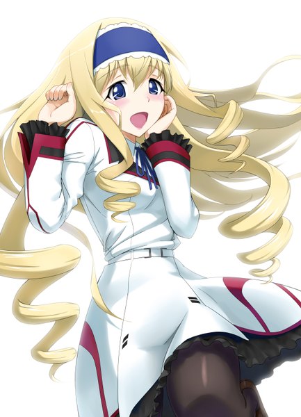 Anime picture 2220x3071 with infinite stratos 8bit cecilia orcott aoten (artist) single long hair tall image highres open mouth blue eyes blonde hair girl uniform hairband