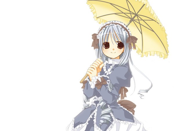 Anime picture 1024x768 with sister princess zexcs aria (sister princess) koshou shichimi blue hair maid frills umbrella parasol