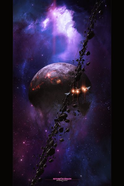Anime picture 1280x1920 with original tsarye tall image inscription light no people space star (stars) planet spacecraft