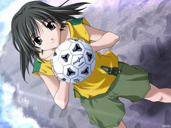 Anime picture 1024x768 with memories off memories off 2nd tobise tomoe sasaki mutsumi playing sports football