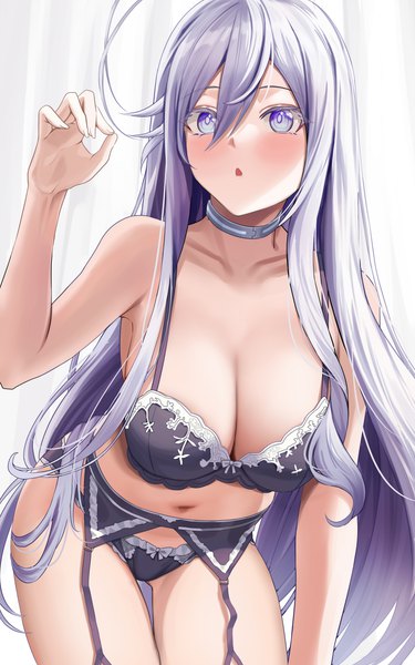 Anime picture 2500x4000 with 86 -eightysix- vladilena millize piukute062 single long hair tall image blush fringe highres breasts open mouth blue eyes light erotic hair between eyes large breasts payot looking away silver hair ahoge indoors