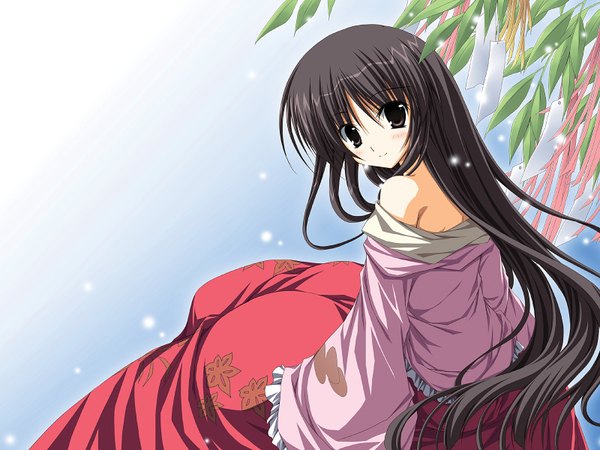 Anime picture 1600x1200 with touhou houraisan kaguya korie riko long hair tanabata girl plant (plants) bamboo