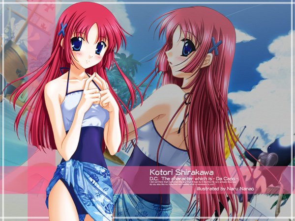 Anime picture 1600x1200 with da capo shirakawa kotori swimsuit x hair ornament tagme