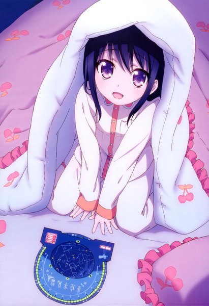 Anime picture 4072x5939 with charlotte p.a. works nyantype otosaka ayumi single long hair tall image looking at viewer highres open mouth black hair purple eyes absurdres official art girl pajamas