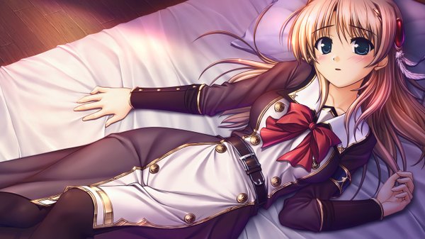 Anime picture 1280x720 with aiyoku no eustia fione silvaria long hair blush blue eyes brown hair wide image game cg girl