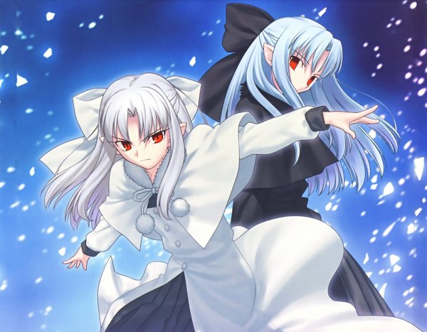 Anime picture 3501x2727 with shingetsutan tsukihime melty blood type-moon len (tsukihime) white len highres loli twins vampire gothic kyuuketsuki