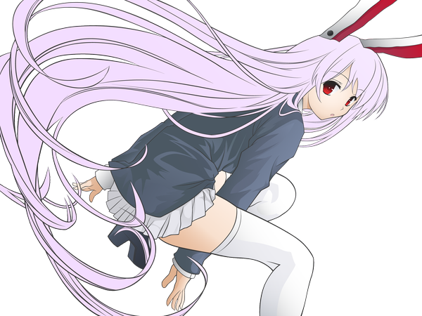 Anime picture 2560x1920 with touhou reisen udongein inaba cradle (artist) highres bunny ears bunny girl transparent background girl
