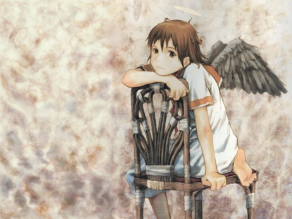 Anime picture 1600x1200 with haibane renmei rakka (haibane) girl chair tagme