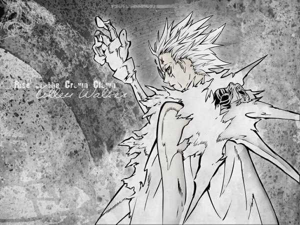 Anime picture 1024x768 with d.gray-man allen walker single short hair white hair monochrome silver eyes boy cloak mask hands