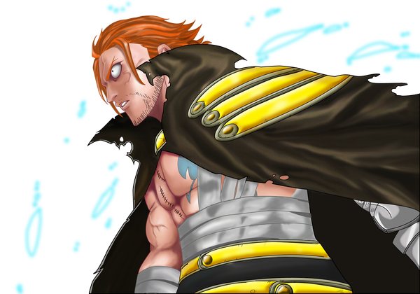 Anime picture 1856x1300 with fairy tail gildarts clive single highres short hair brown hair black eyes tattoo coloring magic scar transparent background muscle boy choker cloak bandage (bandages)