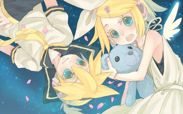 Anime picture 1680x1050 with vocaloid kagamine rin kagamine len wide image girl