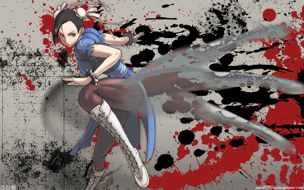 Anime picture 1440x900 with street fighter chun-li wide image kick