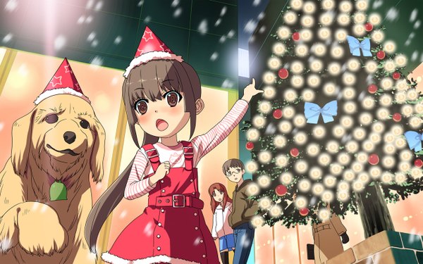 Anime picture 1280x800 with original okina sen wide image loli christmas dog tagme