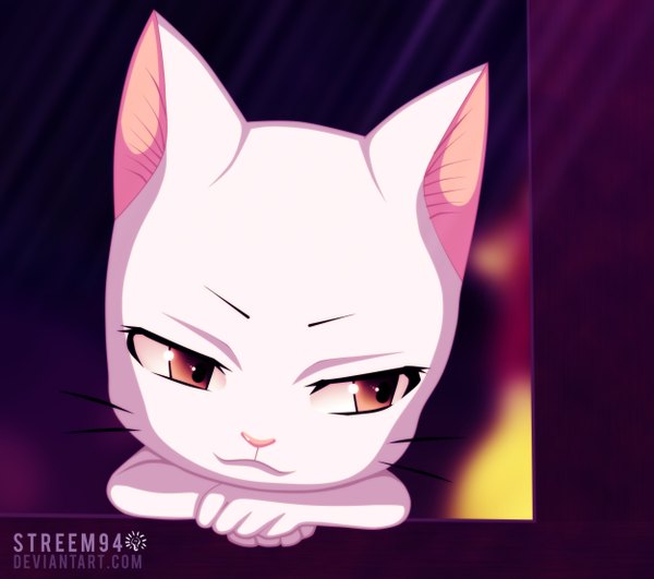 Anime picture 2500x2216 with fairy tail charle (fairy tail) streem94 highres smile brown eyes close-up animal cat