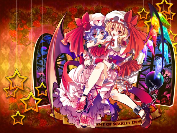 Anime picture 1600x1200 with touhou flandre scarlet remilia scarlet shima tiyo girl