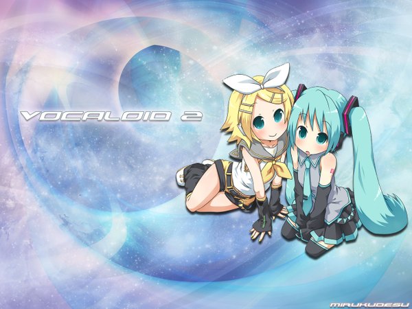 Anime picture 1280x960 with vocaloid hatsune miku kagamine rin girl tagme