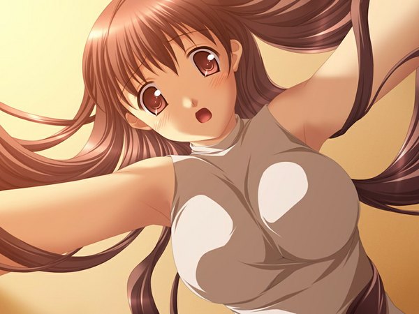 Anime picture 1024x768 with alto miharu - alto another story tachibana saori long hair open mouth red eyes brown hair game cg girl